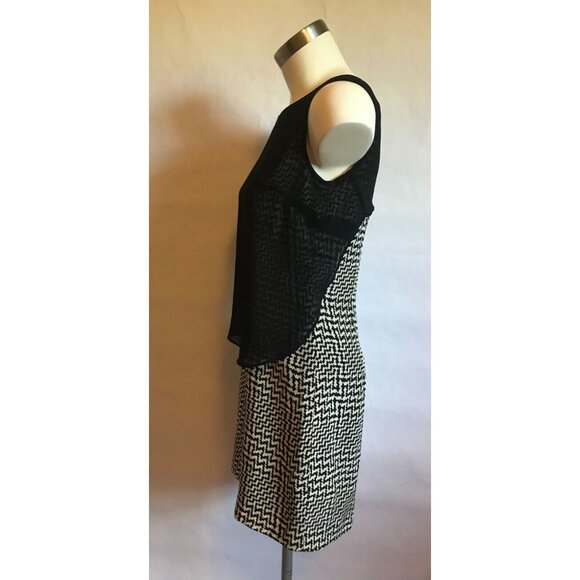 rag & bone Black & Cream Geometric Patterned Dress W/ Black Overlay, Size 0 (US) - Picture 9 of 10
